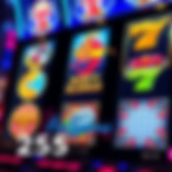 Slot machine reels showing various casino symbols with a bright and colorful design