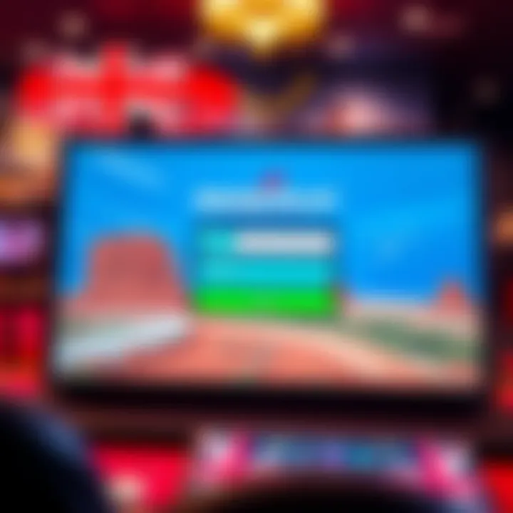 Secure login interface for an online casino platform with Australian themed background