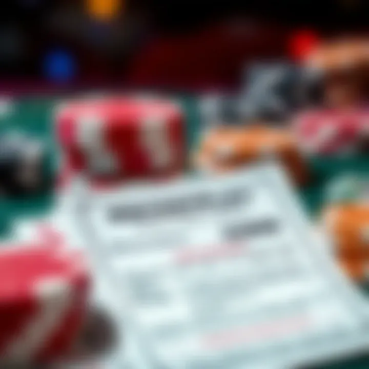 Illustration of casino chips, cards, and a bonus ticket highlighting wagering requirements