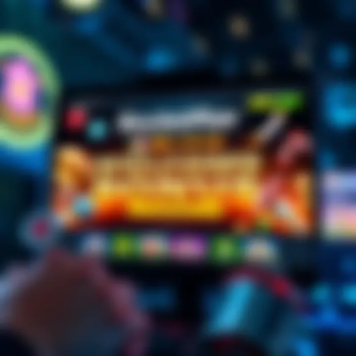Illustration showing an online casino welcome bonus offer highlighted on a digital screen with casino game icons around