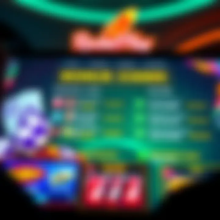 Illustration of a digital casino interface showing bonus codes and promotional offers on screen