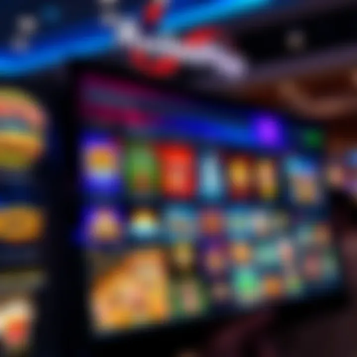 Colorful online casino interface displaying various pokies and table game options