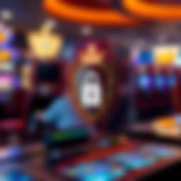 Secure gaming environment with shield symbol and digital lock representing app safety and protection