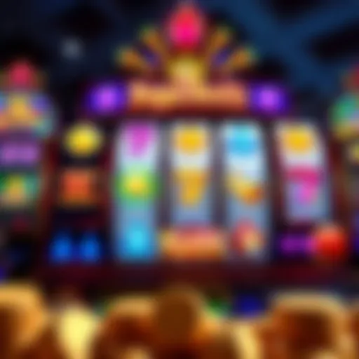 Colorful slot machine reels displaying various symbols and bonus icons