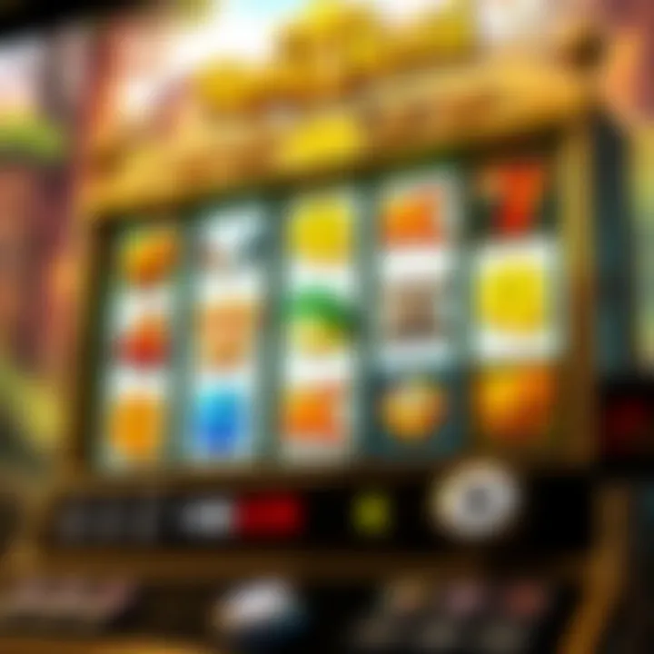 Vibrant slot machine reels displaying classic symbols with a fantasy-themed backdrop