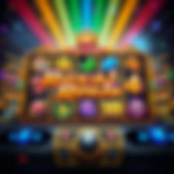 Colorful slot interface showcasing bold graphics and dynamic sound wave icons