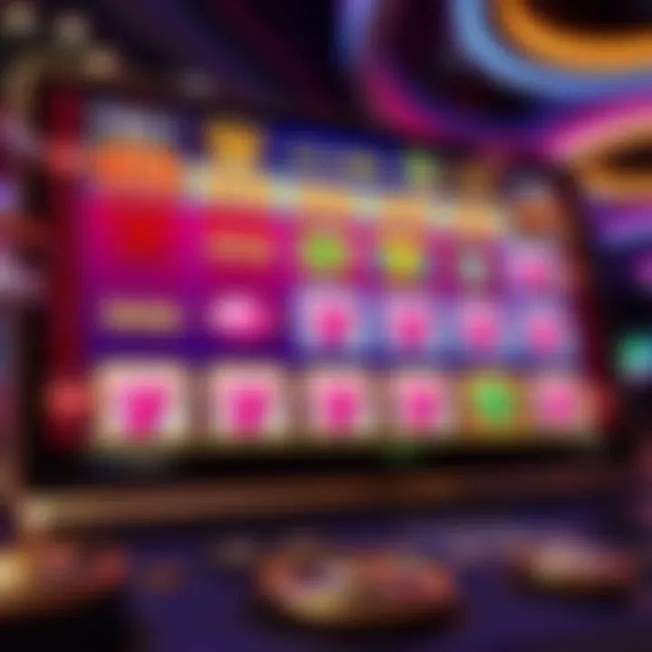 Gaming interface showing betting options and spinning reels on an online slot platform