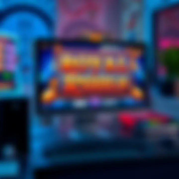 Desktop computer with Royal Reels slot game ready for play