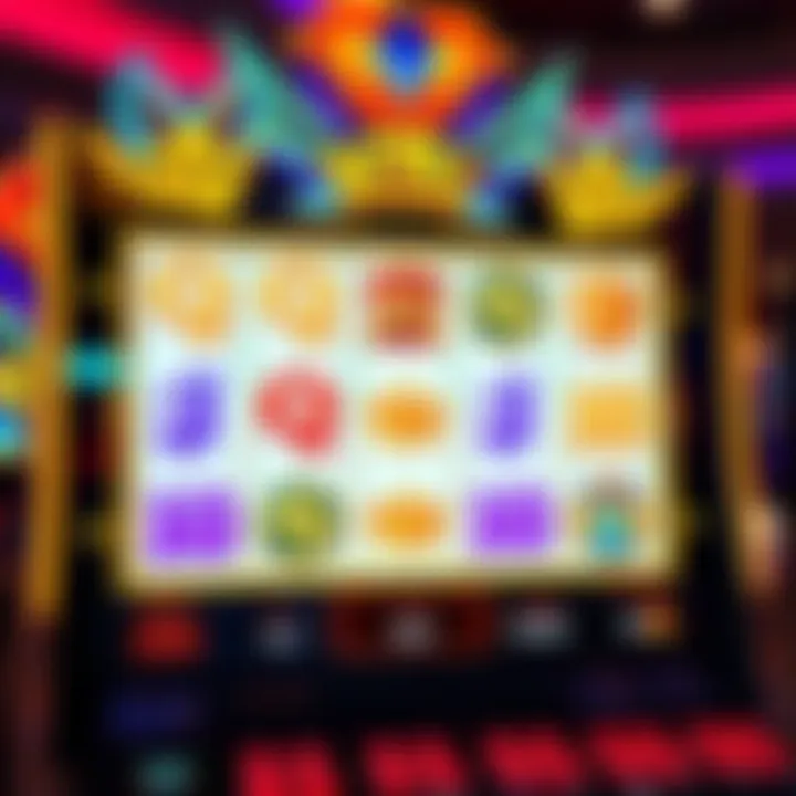 Colorful online slot game interface with reels featuring royal-themed symbols in a digital casino setting