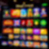 Colorful online casino interface showcasing various slot games and table games available