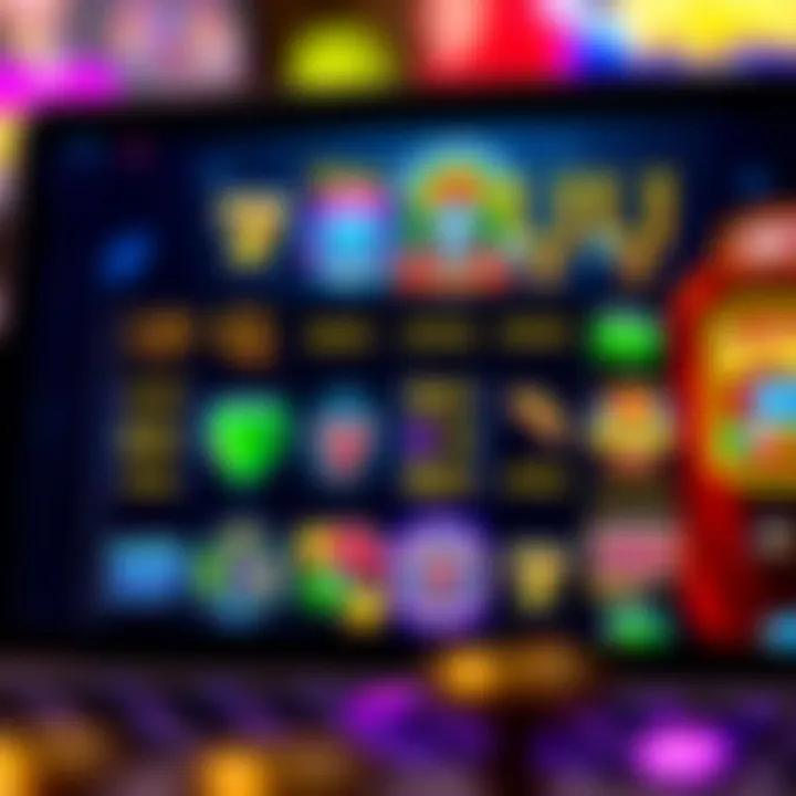 Various colorful online slot machines displayed on a digital device screen