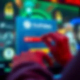 User interacting with a secure online gaming platform interface showing login fields and security icons