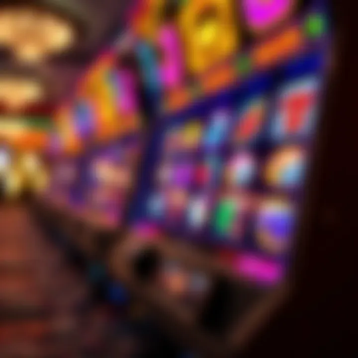 Colorful online casino slot games interface with vibrant symbols and reels spinning