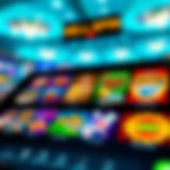 Selection of colorful online casino games displayed on a digital device