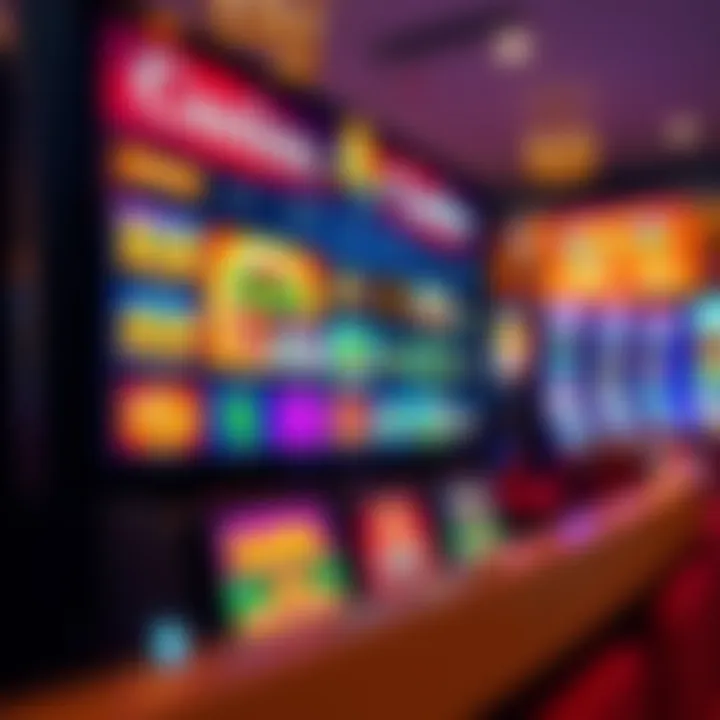 Digital interface showing a variety of casino game options on a vibrant screen