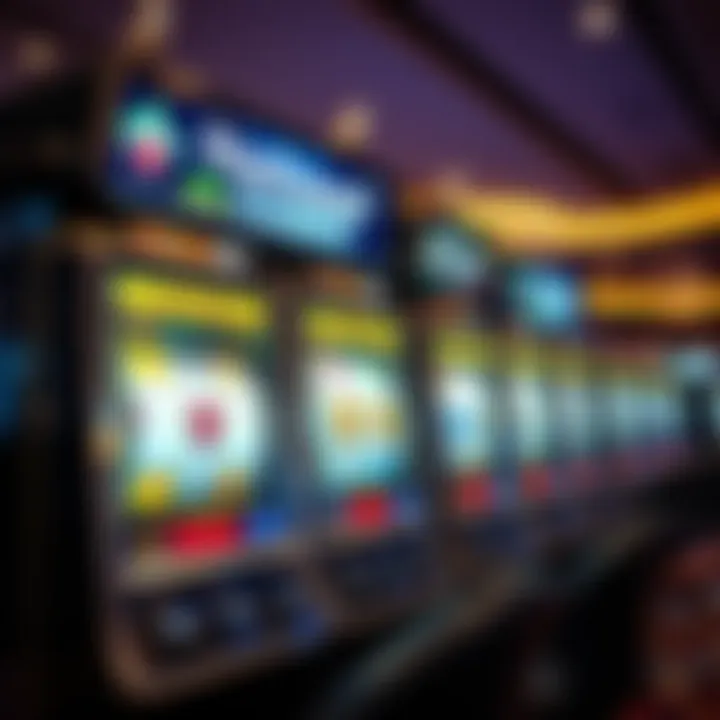 National Casino Free Spins Promotion Visualized Bright slot machine reels highlighting a winning combination on a casino floor