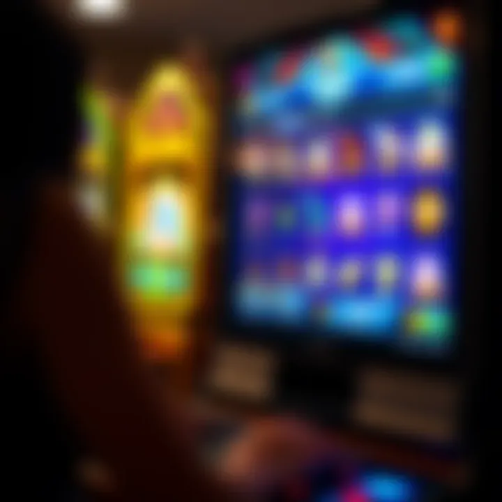 Online pokies interface showing various game options on a digital screen