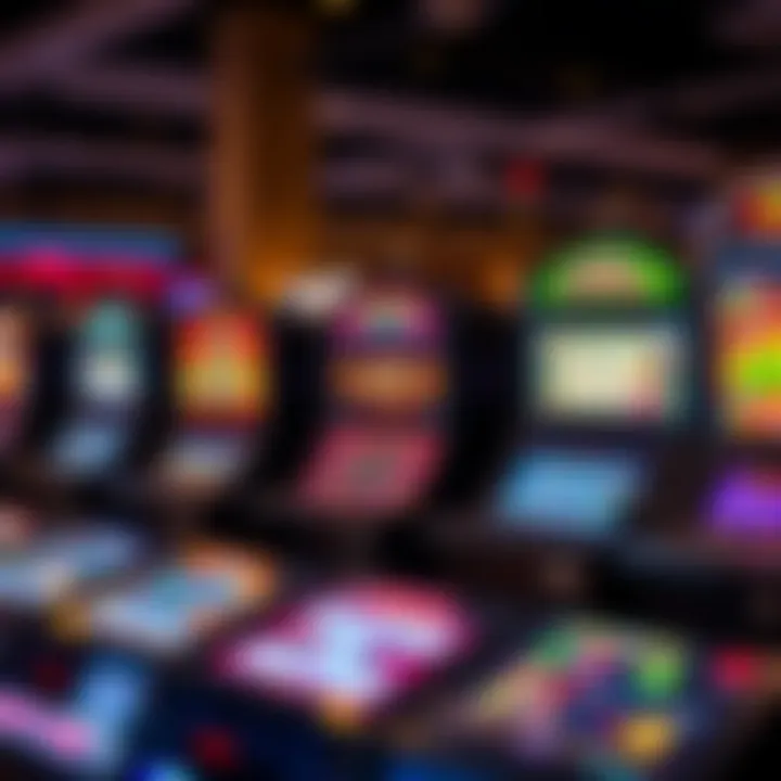 Colorful pokies slot machines with various themes on a digital casino platform