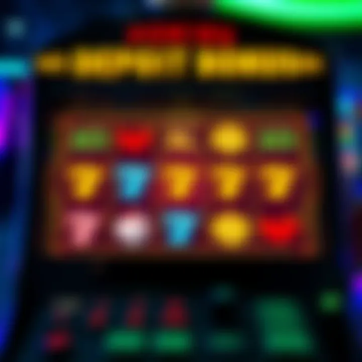 Illustration of a digital slot machine screen showing bonus symbols and coins