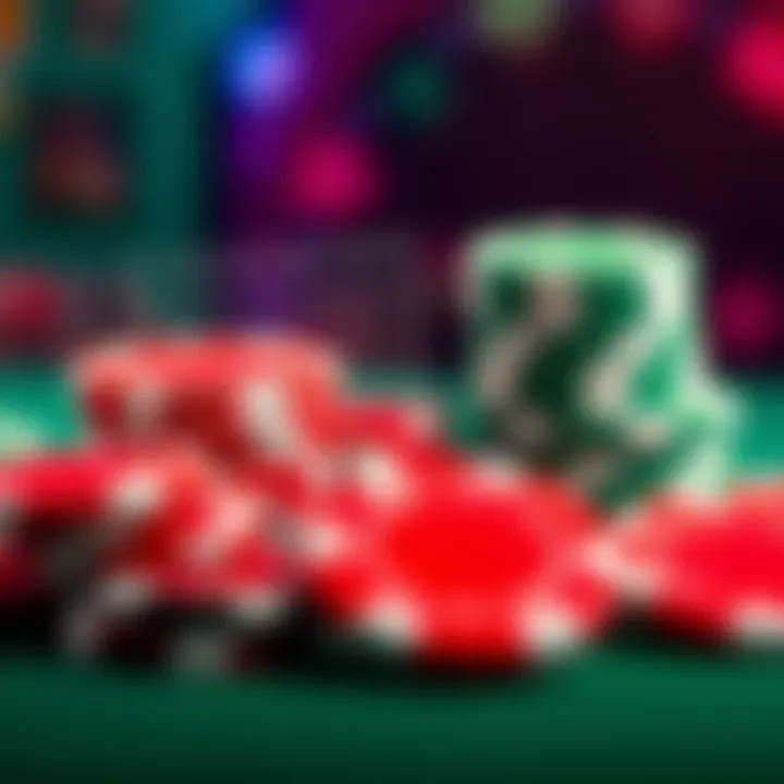 Illustration of various casino chips and a digital code overlay