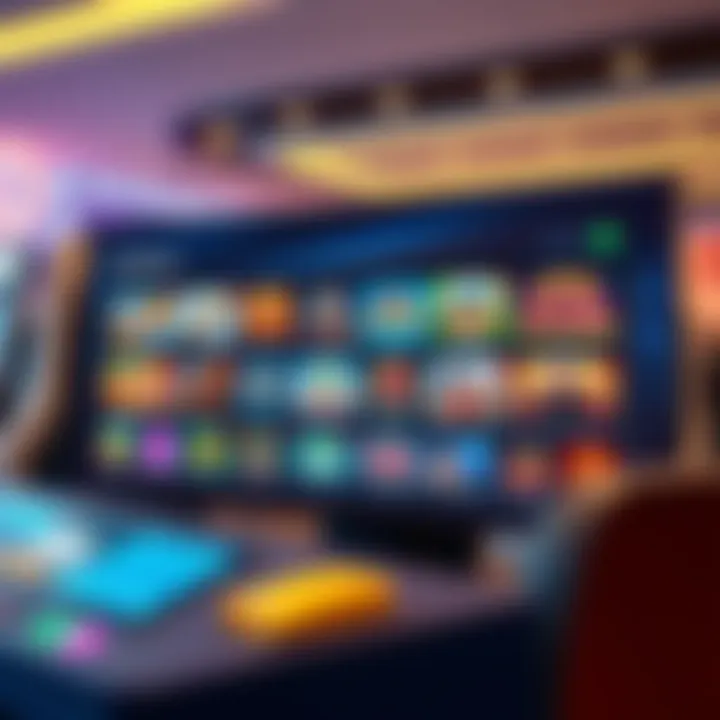 Interactive online gaming platform showcasing diverse game icons and sleek user interface