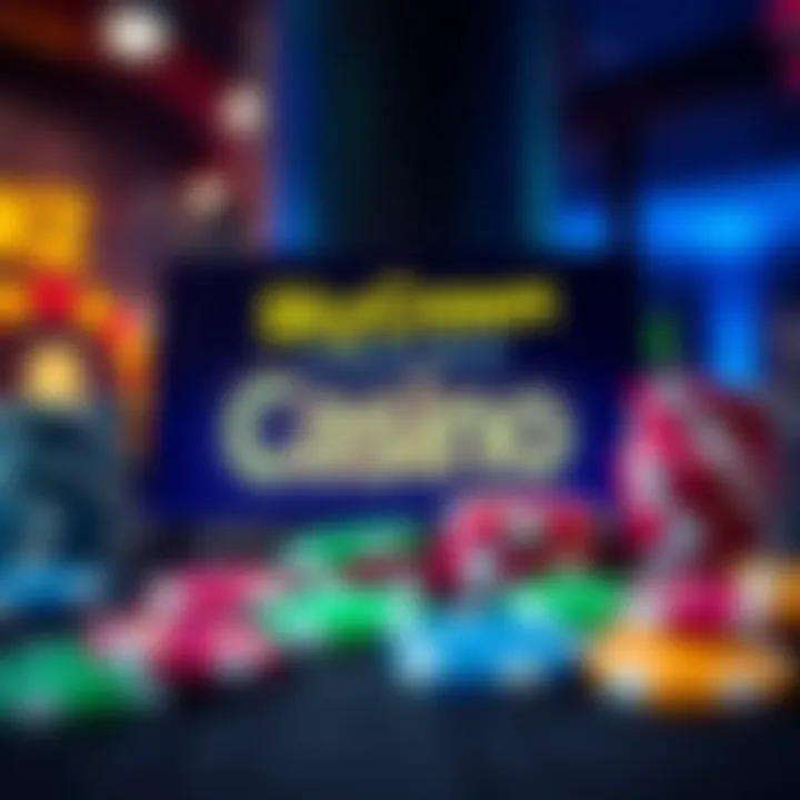 Colorful casino chips and a glowing promotional code banner illustrating casino bonuses