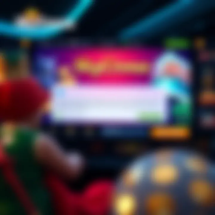 Illustration showing an online casino interface with highlighted no deposit bonus code section