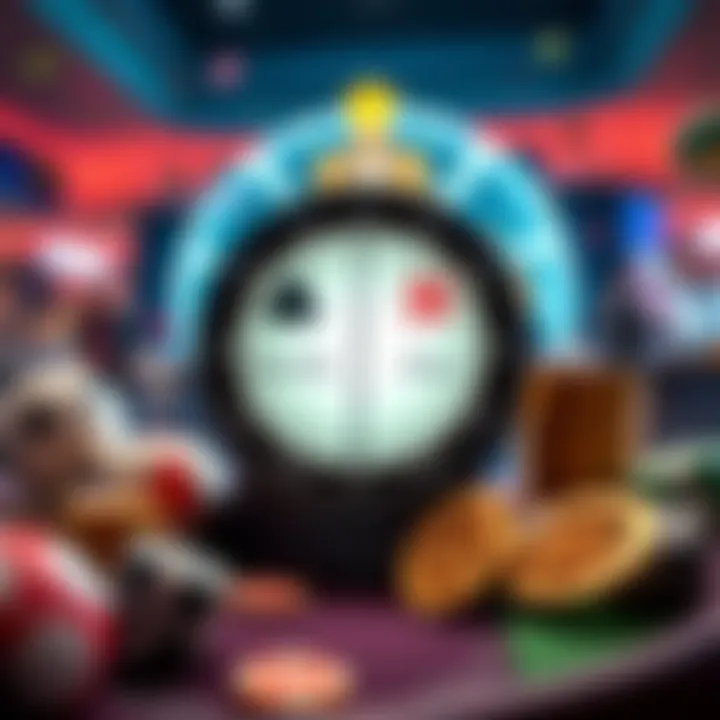 Graphic depicting benefits and risks symbols with gaming elements around